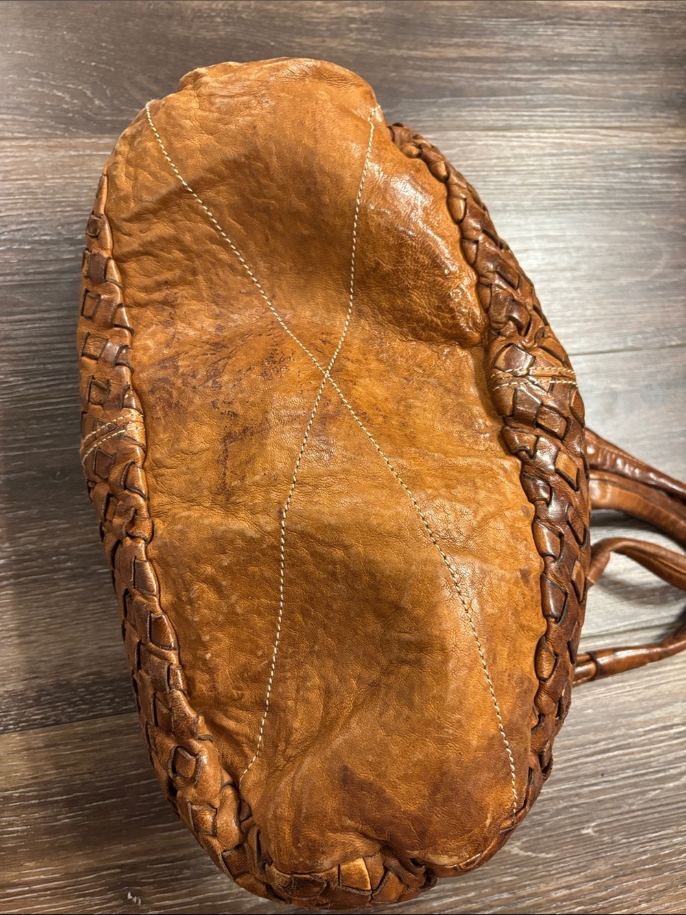 Sundance Woven Leather Hobo Bag - Cognac Brown - Picture 3 of 6